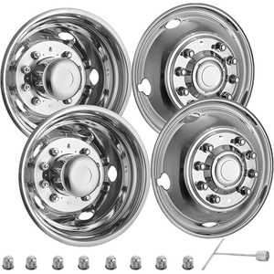 image:imagePolished 195 10 Lug Wheel Simulators Stainless Steel Bolt Kit Hubcap Kit Fit for 20052020 Ford F450F550 2WD Trunk Dually Wheel Cover Set195