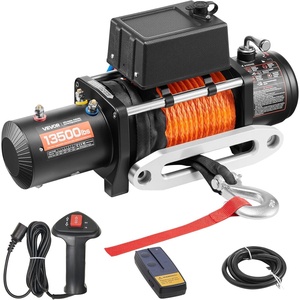 image:imageVEVOR 13500 lb Electric Truck Winch 12V DC 38 in x 80 ft Synthetic Rope Aluminum Fairlead Wireless amp Wired Remote Control 13500 lbs IP55 Waterproof Towing for Off Road Jeep SUV Boat13500 lbs