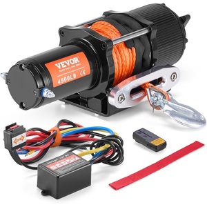 image:imageVEVOR 13500 lb Electric Truck Winch 12V DC 38 in x 80 ft Synthetic Rope Aluminum Fairlead Wireless amp Wired Remote Control 13500 lbs IP55 Waterproof Towing for Off Road Jeep SUV Boat4500 LBS