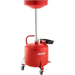 image:imageVEVOR 25 Gallon Waste Oil Drain Tank Air Operated Portable Oil Drainer with Adjustable Funnel Height Industrial Fluid Drain Tank with Wheels Fluid Fuel Transfer Drainage for Auto Repair Shops Red8 Gallon