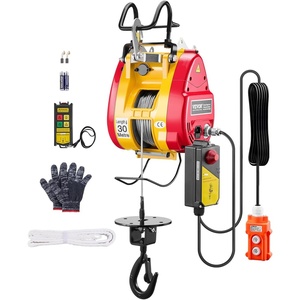 image:imageVEVOR 2in1 Electric Hoist Winch 1100 lbs Capacity 1800W Portable Power Winch 98 ft Lifting Height 36 ftmin with Wire and Wireless Remote Control for Garage Warehouse Factory Lifting Towing98 ft Lifting Height