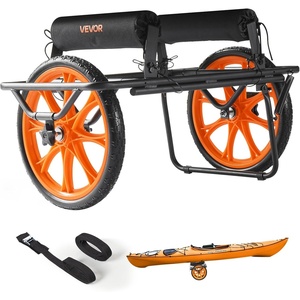 image:imageVEVOR 300lbs Kayak Cart AllTerrain Super Duty Trolley Cart Canoe Cart Dolly with 15inch NoFlat Solid Rubber Tires and Kickstand Quickly Assembles amp Disassembles for Kayaks Canoes Paddleboards