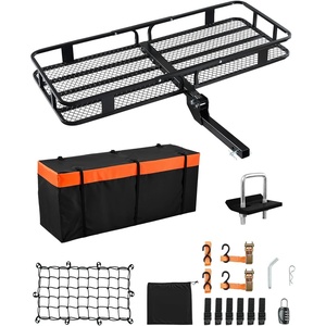image:imageVEVOR 53 x 19 x 5 in Hitch Cargo Carrier 500lb Capacity Trailer Mount Basket Steel Luggage Carrier Rack Fits 2 Receiver for SUV Truck Pickup with Net Stabilizer Straps Black60 x 24 x 6