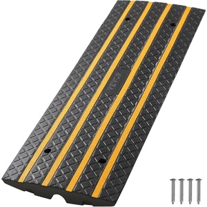 image:imageVEVOR Car Driveway Rubber Curb Ramp 33069 lbs Load Capacity 26 inch Rise Curbside Bridge Ramp with Yellow Reflective Strips Suitable for Loading Dock Warehouse Garage Sidewalk 3 Pack488inchLong 1 Pack