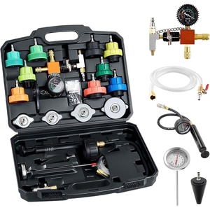 image:imageVEVOR Coolant Pressure Tester Kit 31Pcs Radiator Vacuum Refill Kit with 3 Metal Adapters Universal Fit Automotive Cooling System Pressure Tester Tool with Pressures Pump amp AluminumPlastic Filler22Pcs