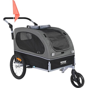 image:imageVEVOR Dog Bike Trailer Supports up to 6688100 lbs 2in1 Pet Stroller Cart Bicycle Carrier Easy Folding Cart Frame with Quick Release Wheels Universal Bicycle Coupler Reflectors Flag88lbs 22