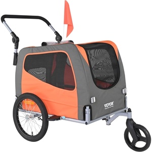 image:imageVEVOR Dog Bike Trailer Supports up to 6688100 lbs 2in1 Pet Stroller Cart Bicycle Carrier Easy Folding Cart Frame with Quick Release Wheels Universal Bicycle Coupler Reflectors Flag66lbs 18