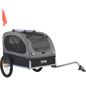 image:imageVEVOR Dog Bike Trailer Supports up to 88 lbs Pet Cart Bicycle Carrier Easy Folding Frame with Quick Release Wheels Universal Bicycle Coupler Reflectors Flag Collapsible to StoreBlackGray