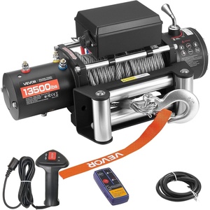 image:imageVEVOR Electric Winch 13500 lbs Load Capacity 12V DC Truck Winch with 38 in x 80 ft Steel Rope Wireless amp Wired Remote Control IP55 Waterproof for Towing SUV Jeep Trailer Boat OffRoad Vehicle13500 lbs