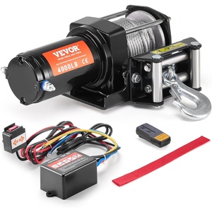 image:imageVEVOR Electric Winch 4000 lb Line Pull Capacity 12V DC ATVUTV Winch with 316 in x 39 ft 7 Strands Steel Cable Roller Fairlead Wireless amp Wired Remote Control IP55 Waterproof for Towing UTV ATV4000 LBS