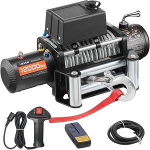 image:imageVEVOR Electric Winch 4000 lb Line Pull Capacity 12V DC ATVUTV Winch with 316 in x 39 ft 7 Strands Steel Cable Roller Fairlead Wireless amp Wired Remote Control IP55 Waterproof for Towing UTV ATV12000 lbs