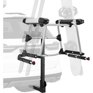 image:imageVEVOR Folding Hitch Mounted Ski amp Snowboard Rack Fits 2Inch Receiver Carries up to 6 Pairs of Skis or 4 Snowboards Adjustable HitchMounted Rack for Car with Key Lock Security Strap Tilt AccessRear Rack Fold4