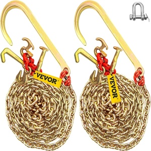 image:imageVEVOR J Hook Chain 516 in x 10 ft Bridle Tow Chain G80 Bridle Transport Chain with 2 G70 J Hooks 9260 Lbs Break Strength Tow Hooks for Trucks J Hooks Towing Straps 2PCS516Inch x 10FT