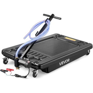 image:imageVEVOR Low Profile Oil Drain Pan 17 Gal Capacity Rolling Oil Drain Pan with 110V HighFlow Electric Pump 72 ft Hose amp T Folding Handle Leakproof amp Corrosionresistant Fit for Trucks ATVs BlackArgyle