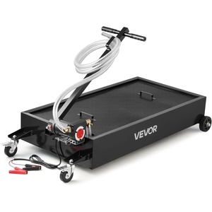 image:imageVEVOR Low Profile Oil Drain Pan 17 Gal Capacity Rolling Oil Drain Pan with 110V HighFlow Electric Pump 72 ft Hose amp T Folding Handle Leakproof amp Corrosionresistant Fit for Trucks ATVs BlackGeometric