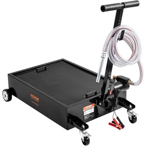 image:imageVEVOR Low Profile Oil Drain Pan 17 Gal Capacity Rolling Oil Drain Pan with 110V HighFlow Electric Pump 72 ft Hose amp T Folding Handle Leakproof amp Corrosionresistant Fit for Trucks ATVs BlackHoundstooth