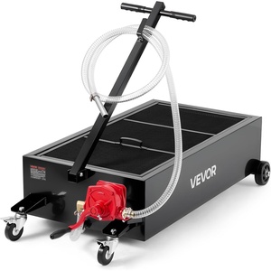 image:imageVEVOR Low Profile Oil Drain Pan 20 Gallon Capacity Rolling Oil Drain Pan with Manual Pump 72 ft Hose amp T Folding Handle LeakProof amp CorrosionResistant Fit for Cars SUVs Trucks ATVs Red25 Gallon