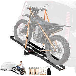 image:imageVEVOR Motorcycle Carrier 500 lbs Capacity Heavy Duty Steel Hitch Mount Rack with 47in Ramp Ratchet Straps amp Stabilizer Scooter Dirt Bike Trailer Hauler for Car Truck with 2Inch Hitch ReceiverUpgrade Version