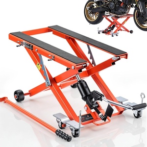 image:imageVEVOR Motorcycle Lift 1200lbs Capacity Motorcycle Stand Deepened AntiSlip Rubber Motorcycle Scissor Jack Heavy Duty Steel Bike Repair Center Stand with Ratchet and Crank for ATVs Dirt Bikes1100 lbsHydraulicwith 6 Wheels