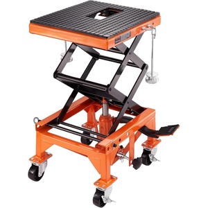 image:imageVEVOR Motorcycle Lift 1200lbs Capacity Motorcycle Stand Deepened AntiSlip Rubber Motorcycle Scissor Jack Heavy Duty Steel Bike Repair Center Stand with Ratchet and Crank for ATVs Dirt Bikes350 LBS Hydraulic Lift Table with FootOperated