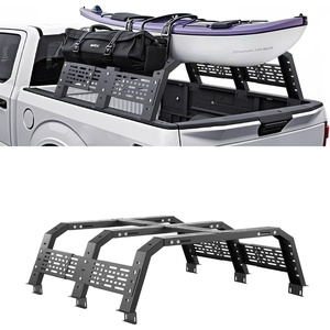 image:imageVEVOR Overland Truck Bed Rack 492679 in Width Adjustable Overland Bed Cargo Rack with Sidebar 900 lbs Static Capacity Heavy Duty Steel for MidSize Trucks Compatible with TacomaGladiator JTfor Bed Track