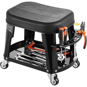 image:imageVEVOR Rolling Shop Stool with Wheels 197256 Adjustable Height 360 Swivel 330 lbs Capacity Garage Work Mechanic Stool with Backrest Tool Tray Storage Padded Seat Shop Chair BlackYellowBlack