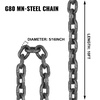 image:imageHappybuy 10FT Chain Sling 516 Inch X 10 FT Engine Lift Chain G80 Alloy Steel Engine Chain Hoist Lifts 3 Ton with 4 Leg Grab Hooks Used in Mining Machinery Ports Building10FT