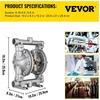 image:imageVEVOR AirOperated Double Diaphragm Pump 12 in Inlet amp Outlet Stainless Steel Body 88 GPM amp Max 120PSI PTFE Diaphragm Pneumatic Transfer Pump for Petroleum Diesel Oil amp Low Viscosity Fluids