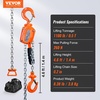 image:imageVEVOR Manual Lever Chain Hoist 12 Ton 1100 lbs Capacity 5 FT Come Along G80 Galvanized Carbon Steel with Weston DoublePawl Brake Auto Chain Leading amp 360 Rotation Hook for Garage Factory Dock