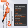 image:imageVEVOR Manual Lever Chain Hoist 34 Ton 1650 lbs Capacity 5 FT Come Along G80 Galvanized Carbon Steel with Weston DoublePawl Brake Auto Chain Leading amp 360 Rotation Hook for Garage Factory DockOrange