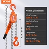 image:imageVEVOR Manual Lever Chain Hoist 34 Ton 1650 lbs Capacity 5 FT Come Along G80 Galvanized Carbon Steel with Weston DoublePawl Brake Auto Chain Leading amp 360 Rotation Hook for Garage Factory DockOrange