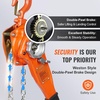 image:imageVEVOR Manual Lever Chain Hoist 34 Ton 1650 lbs Capacity 5 FT Come Along G80 Galvanized Carbon Steel with Weston DoublePawl Brake Auto Chain Leading amp 360 Rotation Hook for Garage Factory DockOrange