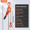 image:imageVEVOR Manual Lever Chain Hoist 34 Ton 1650 lbs Capacity 5 FT Come Along G80 Galvanized Carbon Steel with Weston DoublePawl Brake Auto Chain Leading amp 360 Rotation Hook for Garage Factory DockOrange
