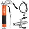 image:imageVEVOR Grease Gun 8000 PSI Pistol Grip Grease Gun Kit with 14 oz Capacity Includes 18Inch Flex Hose Double Handle Grease Coupler Extension Rigid Pipe amp Sharp Type Nozzle for Automotive MarineGrease Gun with Coupler