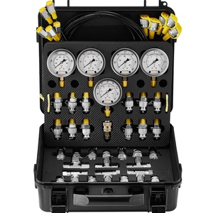 image:imageHydraulic Pressure Test Kit 250400600bar 3 Gauges 9 Test Couplings 3 Test Hoses Excavator Hydraulic Test Gauge Set with Portable Carrying Case for Excavator Tractors Construction Machinery5 Gauges 13 Couplings