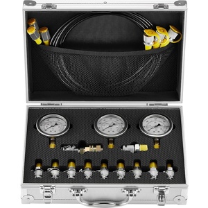 image:imageHydraulic Pressure Test Kit 250400600bar 3 Gauges 9 Test Couplings 3 Test Hoses Excavator Hydraulic Test Gauge Set with Portable Carrying Case for Excavator Tractors Construction Machinery3 Gauges 11 Test Couplings