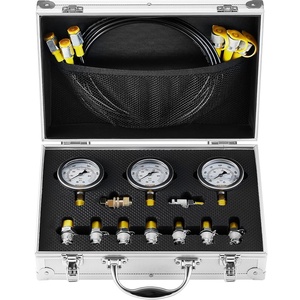 image:imageHydraulic Pressure Test Kit 250400600bar 3 Gauges 9 Test Couplings 3 Test Hoses Excavator Hydraulic Test Gauge Set with Portable Carrying Case for Excavator Tractors Construction Machinery3 Gauges 9 Test Couplings