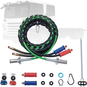 image:imageVEVOR 12FT Semi Truck Air Lines Kit 3in1 Air Hoses amp ABS Power Line for Semi Truck Trailer Tractor 7Way Plug Electrical Cord Cable and Rubber Air Lines Hose Assembly Kit with Hook amp Teflon Tapewith Glad Hands