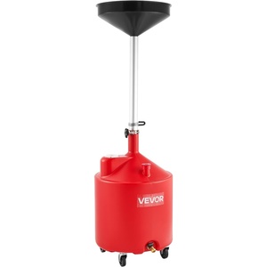 image:imageVEVOR 18 Gallon Waste Oil Drain Tank Industrial Fluid Drain Tank with Adjustable Funnel Height Portable Oil Drainer with Wheels Fluid Fuel Transfer Drainage for Auto Repair Shops Garages Red18 Gallon