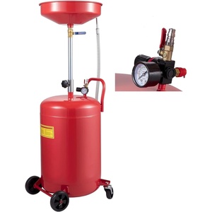 image:imageVEVOR 18 Gallon Waste Oil Drain Tank Industrial Fluid Drain Tank with Adjustable Funnel Height Portable Oil Drainer with Wheels Fluid Fuel Transfer Drainage for Auto Repair Shops Garages Red20 Gallon