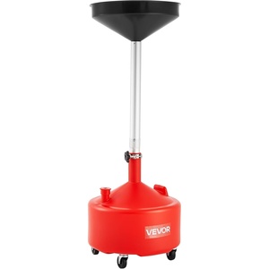 image:imageVEVOR 18 Gallon Waste Oil Drain Tank Industrial Fluid Drain Tank with Adjustable Funnel Height Portable Oil Drainer with Wheels Fluid Fuel Transfer Drainage for Auto Repair Shops Garages Red8 Gallon