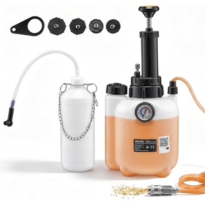 image:imageVEVOR Brake Bleeder Kit 3L Manual Brake Fluid Bleeding Kit with 1L Waste Bottle amp 4 Master Cylinder Adapters OnePerson Professional Brake Fluid Pressure Bleeder for Most Vehicles