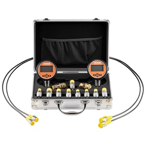 image:imageVEVOR Digital Hydraulic Pressure Test Coupling Kit 10000 PSI Pressure Gauge Manometer Tester with 2 Gauges 9 Test Couplings 2 QuickRelease Couplers 2 Hoses for Excavator Construction Machinery2 Digital Gauges kits 10000 PSI