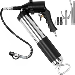 image:imageVEVOR Grease Gun 6000PSI Air Operated Grease Gun Heavy Duty Pneumatic Grease Gun with 14 oz Load 185 Inch Flexible Hose 1 Flat Coupler 1 Pointed and Locking Clamp Coupler 1 Bent Metal Pipe