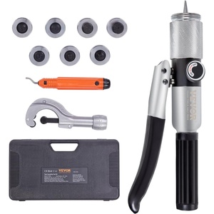 image:imageVEVOR Hydraulic Tube Expander 38 to 118 OD HAVC Hydraulic Swaging Tool with 7 Pipe Expander Heads Deburring Tool Pipe Cutter for Copper Aluminum Brass Soft Steel Pipes