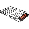 image:imageVEVOR Roof Rack Cargo Basket 90 x 50 x 6 in Heavy Duty Roof Top Carrier Basket with Waterproof Rooftop Bag Ratchet Straps 250 lbs Capacity AllWeather Car Top Luggage Holder for SUV Truck CarRed