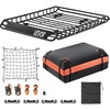 image:imageVEVOR Roof Rack Cargo Basket 54 x 34 x 4 in Heavy Duty Roof Top Carrier Basket with Waterproof Bag Cargo Net Ratchet Straps 200 lbs Capacity Universal Car Top Luggage Holder for SUV Truck Car51x36 in