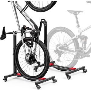 image:imageVEVOR Bike Stand 2 Pack Freestanding Vertical amp Horizontal Bike Storage Rack with Lockable Casters Height Adjustable Carbon Steel Upright Garage Bicycle Floor Stand for 2029 in Wheels Black