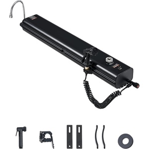 image:imageVEVOR Pressurized Water Tank Lightweight Aluminum MetalMultiDispensing Outdoor Roof Rack Water Tank with 2 SplashGuard PanelsVersatile Nozzle with Pressurization PortFit for Trunks45 Gal