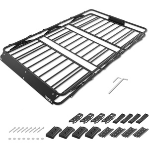 image:imageVEVOR Roof Rack Basket with Cargo Bag 51 x 36 x 4 in Roof Top Carrier Basket with Folding Design 200 lbs Capacity AllWeather Car Top Luggage Holder Universal Fit for SUV Truck Car64in